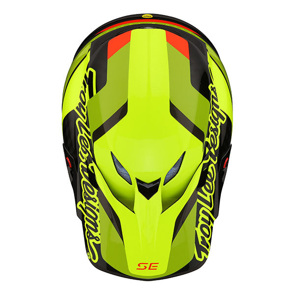 Image of Troy Lee Designs SKU 1719410 SE5 Carbon Omega MIPS Helmet Size: XS Colors: Black/Flo Yellow (SKU 1719410)