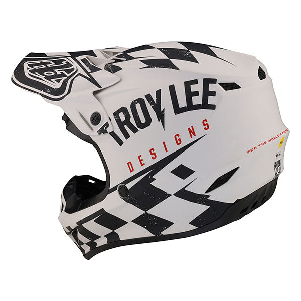 Image of Troy Lee Designs SKU 1090420 SE4 Polyacrylite Race Shop MIPS Helmet Size: XS Colors: Black/Gold (SKU 1090420)