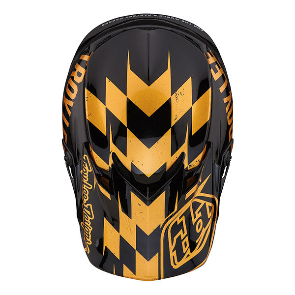 Image of Troy Lee Designs SKU 1090420 SE4 Polyacrylite Race Shop MIPS Helmet Size: XS Colors: Black/Gold (SKU 1090420)