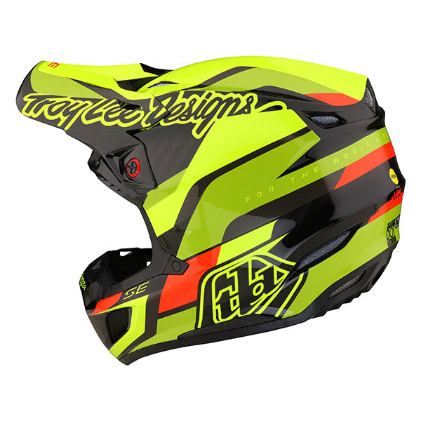 Image of Troy Lee Designs SKU 1719410 SE5 Carbon Omega MIPS Helmet Size: XS Colors: Black/Flo Yellow (SKU 1719410)