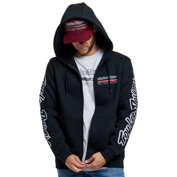 730669005, Troy Lee Designs, Factory Racing Zip Up Hoodie, colors: Black/Red, sizes: SM, MD, LG, XL, 2X product photo