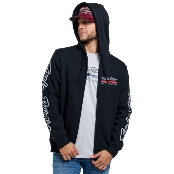 730669004, Troy Lee Designs, Factory Racing Zip Up Hoodie, colors: Black/Red, sizes: SM, MD, LG, XL, 2X product photo
