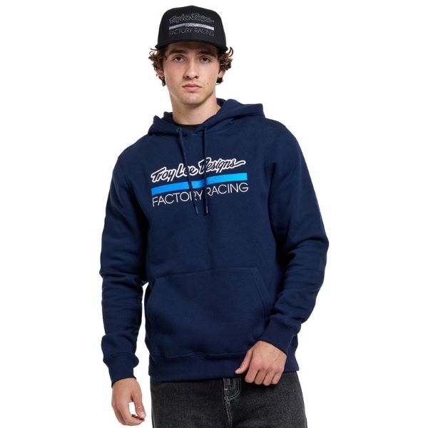 731669015, Troy Lee Designs, Factory Racing Pullover Hoodie, colors: Black Heather/Red, Navy/Blue, Black/Reflective, sizes: SM, MD, LG, XL, 2X product photo