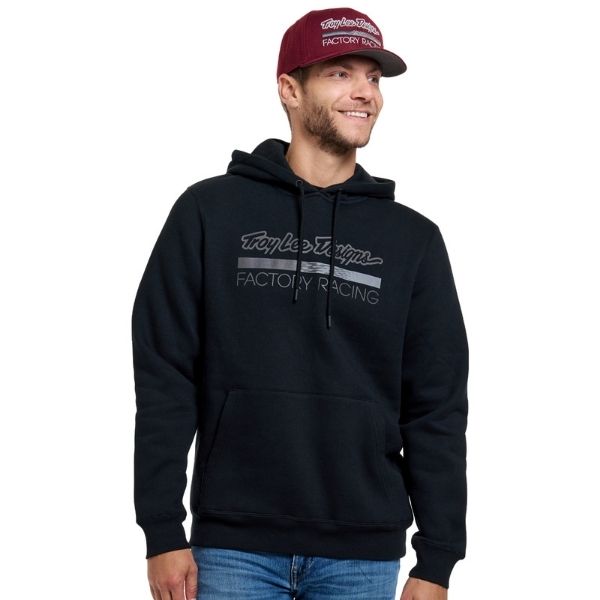 731669026, Troy Lee Designs, Factory Racing Pullover Hoodie, colors: Black Heather/Red, Navy/Blue, Black/Reflective, sizes: SM, MD, LG, XL, 2X product photo