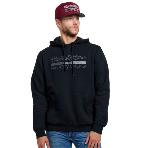 731669002, Troy Lee Designs, Factory Racing Pullover Hoodie, colors: Black Heather/Red, Navy/Blue, Black/Reflective, sizes: SM, MD, LG, XL, 2X product photo