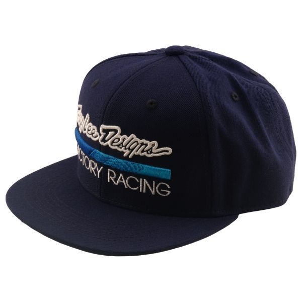 788669000, Troy Lee Designs, Factory Racing Flat Bill Snapback Hat, colors: Black/Gray, Navy/Blue product photo