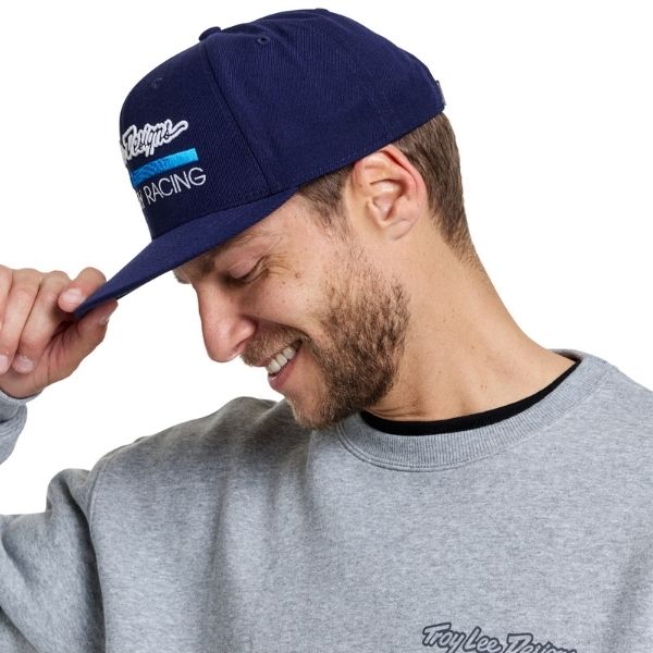 788669000, Troy Lee Designs, Factory Racing Flat Bill Snapback Hat, colors: Black/Gray, Navy/Blue product photo