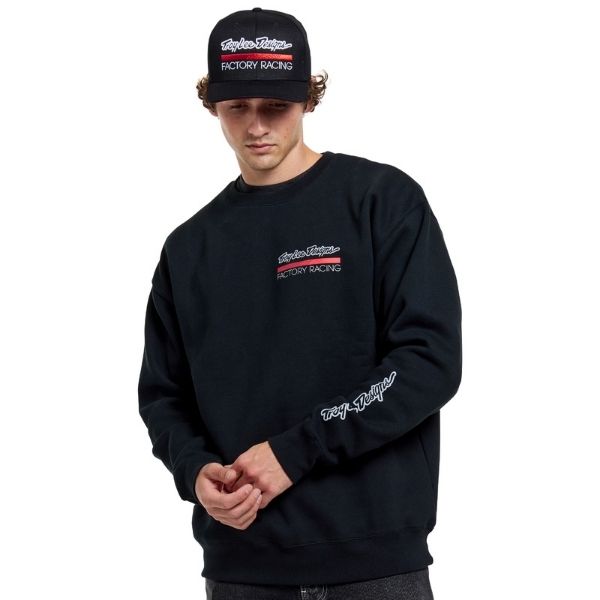796669005, Troy Lee Designs, Factory Racing Crewneck, colors: Black/Red, Gray Heather, sizes: SM, MD, LG, XL, 2X product photo