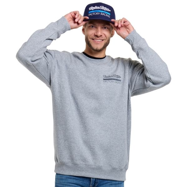 796669016, Troy Lee Designs, Factory Racing Crewneck, colors: Black/Red, Gray Heather, sizes: SM, MD, LG, XL, 2X product photo