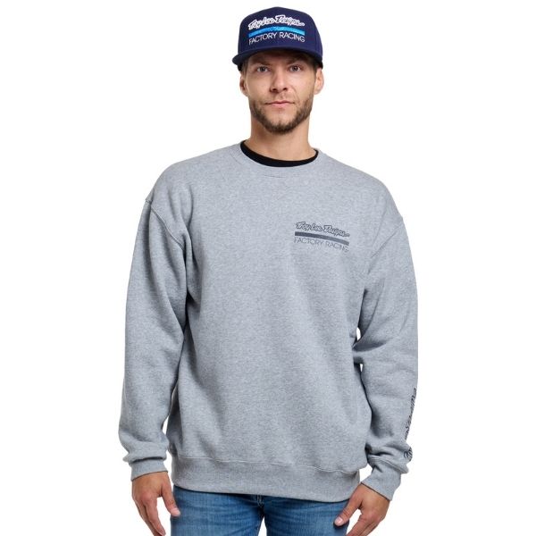 796669002, Troy Lee Designs, Factory Racing Crewneck, colors: Black/Red, Gray Heather, sizes: SM, MD, LG, XL, 2X product photo