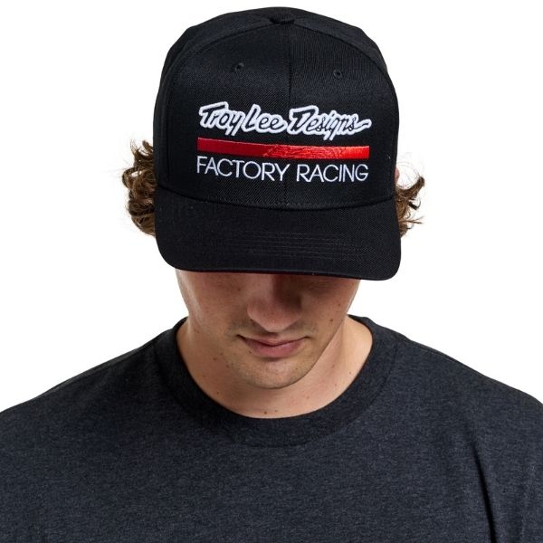 797669001, Troy Lee Designs, Factory Racing Curved Bill Snapback Hat, colors: Black/Red, Burgundy/Gray product photo