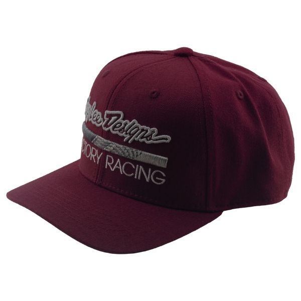 797669000, Troy Lee Designs, Factory Racing Curved Bill Snapback Hat, colors: Black/Red, Burgundy/Gray product photo