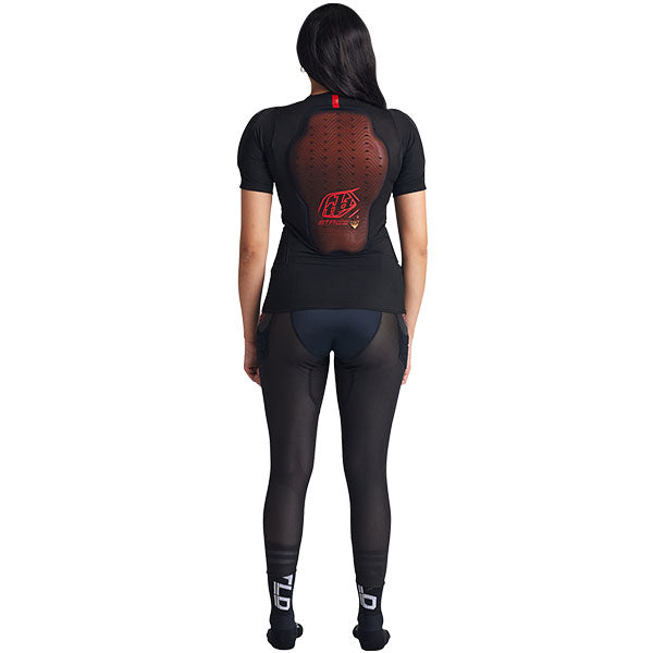Troy Lee Designs Stage Ghost D30 Short Sleeve Base Layer rear view in Blk sizes SM, MD, LG, XL SKU 56290600. Base Layer Shirt | Available at BTO Sports