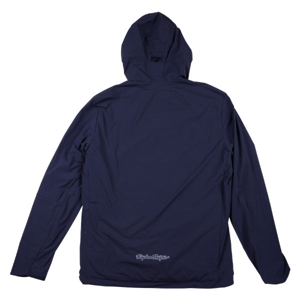 Troy Lee Designs Skyline Pro Mono mountain bike jacket in Carbon, rear view showing the hood and back panel construction