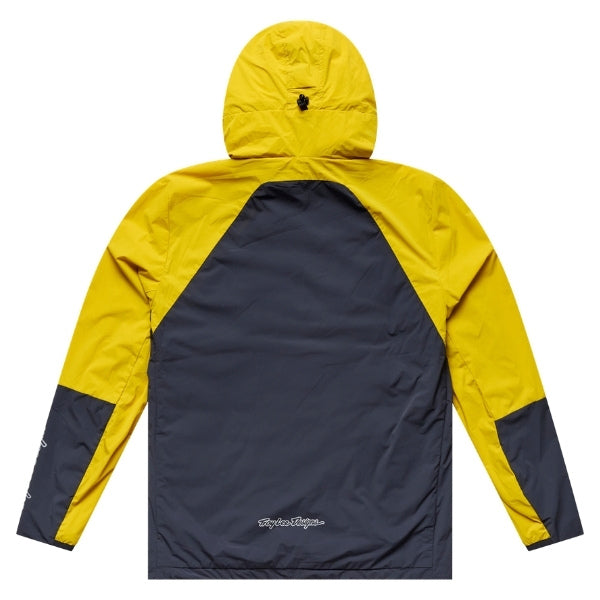 Troy Lee Designs Skyline Pro Mono mountain bike jacket in Acid, rear view showing the hood and back panel construction