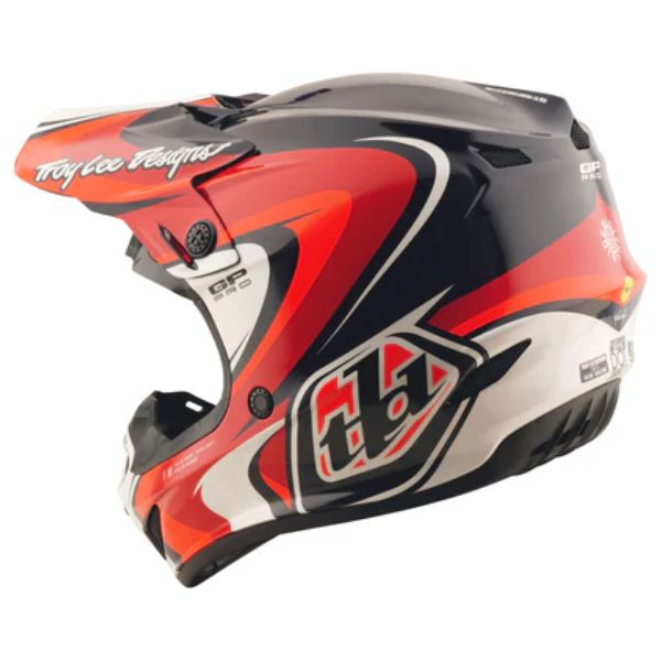 Crisp studio image on a white background of Troy Lee Designs - GP Pro Crossover MIPS Helmet (Youth); SKU 1047690; Colors: Black/Red