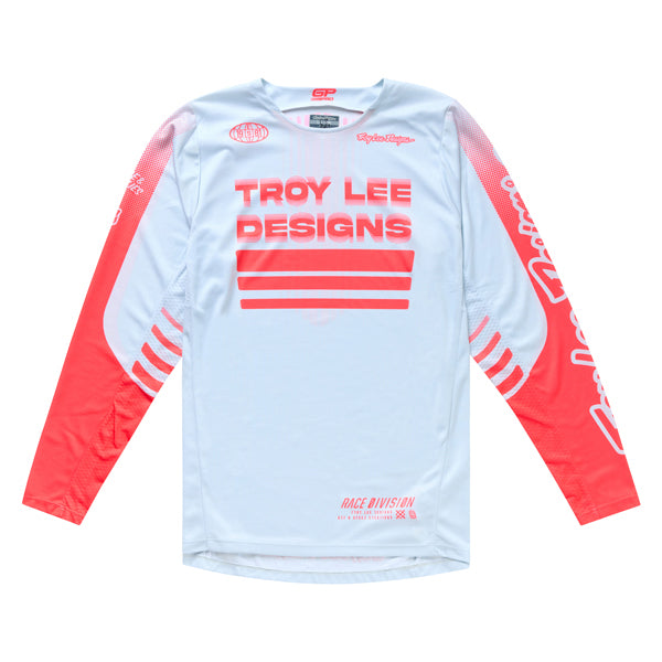 High-resolution studio image of Troy Lee Designs - GP Pro Segment Jersey; showing fabric texture, panel layout, and graphics; SKU 3777730; Sizes: S-2XL