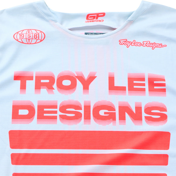 Clean studio shot of Troy Lee Designs - GP Pro Segment Jersey; showing fabric texture, panel layout, and graphics; SKU 3777730; Sizes: S-2XL