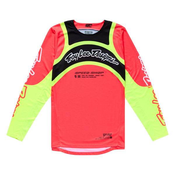 Clean studio shot of Troy Lee Designs - GP Pro Swerve Jersey; showing fabric texture, panel layout, and graphics; SKU 3778680; Sizes: S-2XL