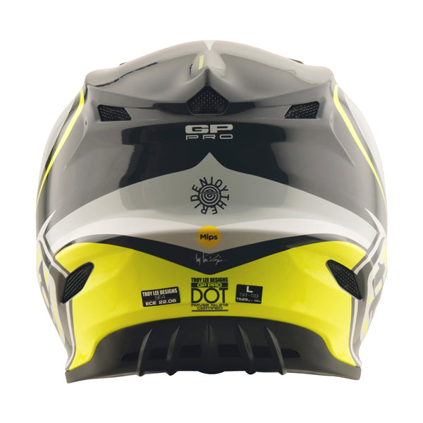 High-resolution studio image of Troy Lee Designs - GP Pro Crossover MIPS Helmet; showing helmet shell shape and vent layout; SKU 1017690; Sizes: XS-2XL