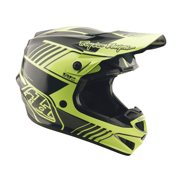 Crisp studio image on a white background of Troy Lee Designs - GP Pro Segment MIPS Helmet; showing helmet shell shape and vent layout; SKU 1017730