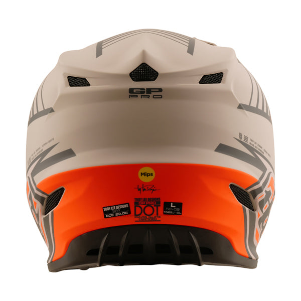 Crisp studio image on a white background of Troy Lee Designs - GP Pro Segment MIPS Helmet; showing helmet shell shape and vent layout; SKU 1017730