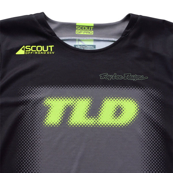 Clean studio shot of Troy Lee Designs - Scout GP Pro Fade Out Jersey; showing fabric texture, panel layout, and graphics; SKU 3916920; Sizes: S-2XL