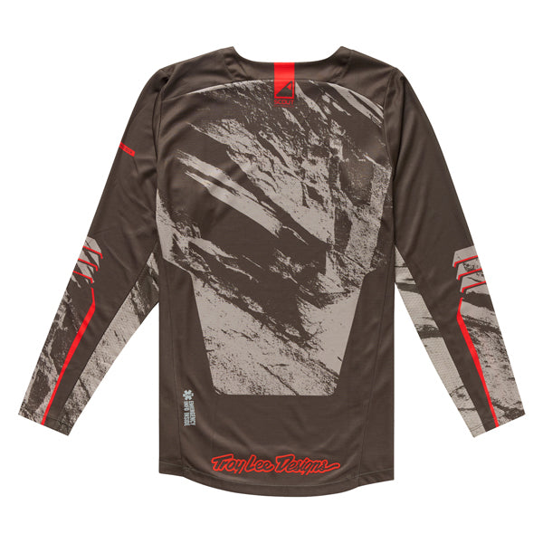 Clean studio shot of Troy Lee Designs - Scout GP Pro Slab Jersey; showing fabric texture, panel layout, and graphics; SKU 3918660; Colors: Black, Timber