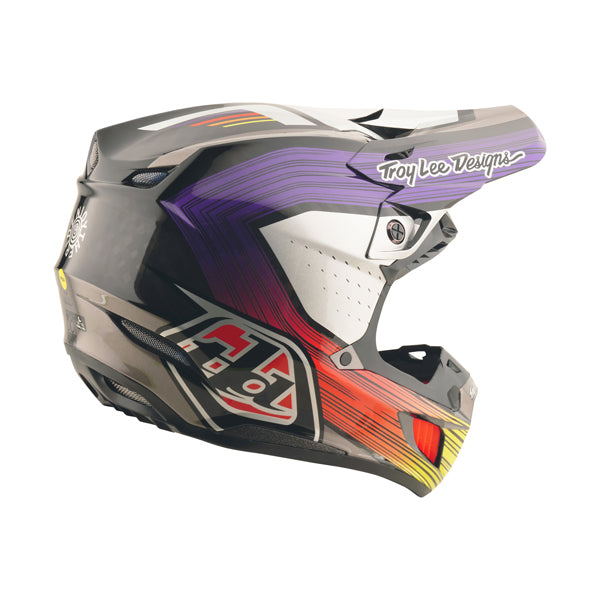Crisp studio image on a white background of Troy Lee Designs - SE5 Carbon Stripes MIPS Helmet; showing helmet shell shape and vent layout; SKU 1712600