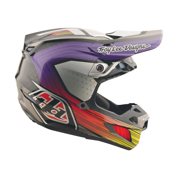 High-resolution studio image of Troy Lee Designs - SE5 Carbon Stripes MIPS Helmet; showing helmet shell shape and vent layout; SKU 1712600; Sizes: XS-2XL