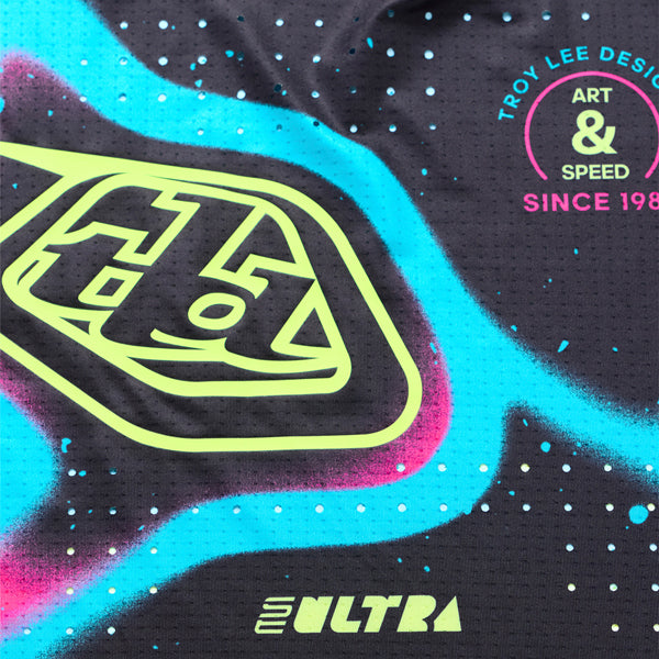 Studio photo on a white background of Troy Lee Designs - SE Ultra Membrane Jersey; showing fabric texture, panel layout, and graphics; SKU 3547700