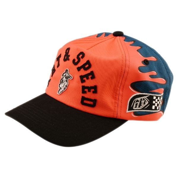 Troy Lee Designs - Finish Line Unstructured Curved Snapback Hat riding gear in Red alternate product view 3 sku 795235000