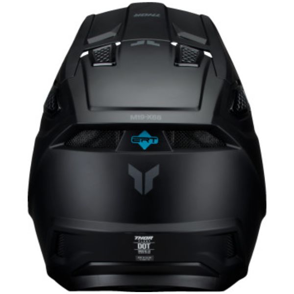 Studio view of Thor - Fleet Blackout Helmet (Youth) helmet helmet, vented chin bar and intake ports, on a clean white background, (SKU 011116) Colors: Gloss Black, Matte Black Sizes: Y-LG, Y-MD, Y-SM