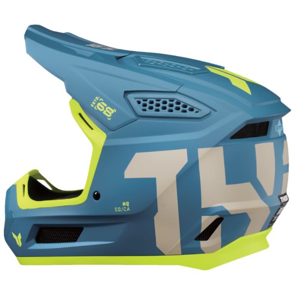 Studio view of Thor - Fleet Forge Helmet (Youth) helmet helmet, vented chin bar and intake ports, on a clean white background, (SKU 011116) Colors: Blue, Red Sizes: Y-LG, Y-MD, Y-SM