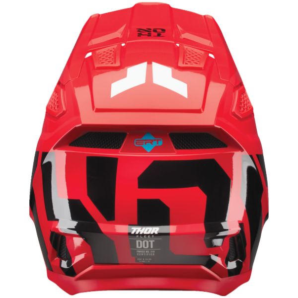 Studio view of Thor - Fleet Forge Helmet (Youth) helmet helmet, in Red, vented chin bar and intake ports, on a clean white background, (SKU 011116) Colors: Blue, Red Sizes: Y-LG, Y-MD, Y-SM