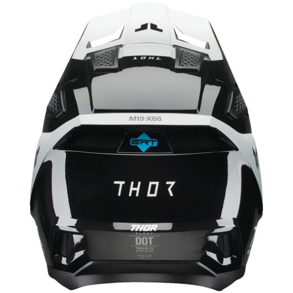 Studio view of Thor - Fleet Storm Helmet (Youth) helmet helmet, in Black and White, vented chin bar and intake ports, on a clean white background, (SKU 011116) Colors: Black and White, White and Navy Sizes: Y-LG, Y-MD, Y-SM