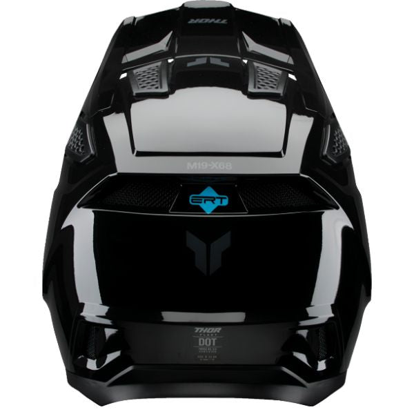 Studio view of Thor - Fleet Blackout Helmet (Youth) helmet helmet, in Gloss Black, vented chin bar and intake ports, on a clean white background, (SKU 011116) Colors: Gloss Black, Matte Black Sizes: Y-LG, Y-MD, Y-SM