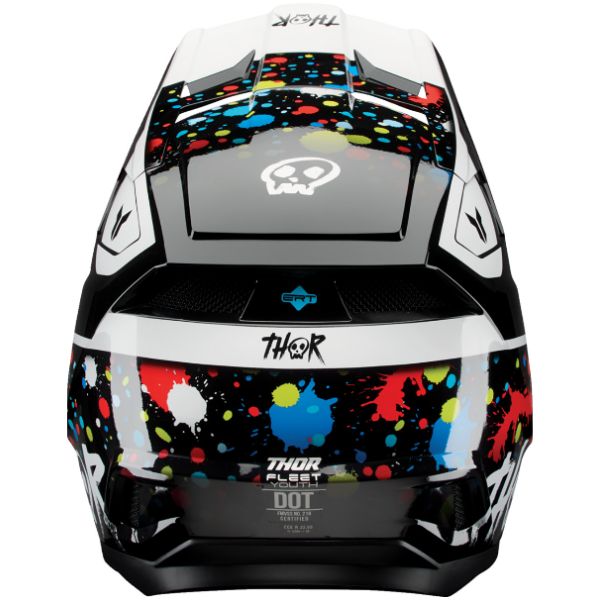Studio view of Thor - Fleet Splat Helmet (Youth) helmet helmet, vented chin bar and intake ports, on a clean white background, (SKU 011116) Colors: Multi Sizes: Y-LG, Y-MD, Y-SM