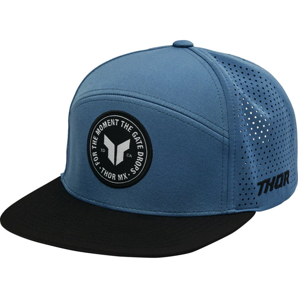 The Thor Badge Hat Sku 25014285 in Blue with design on Front of hat on a white background