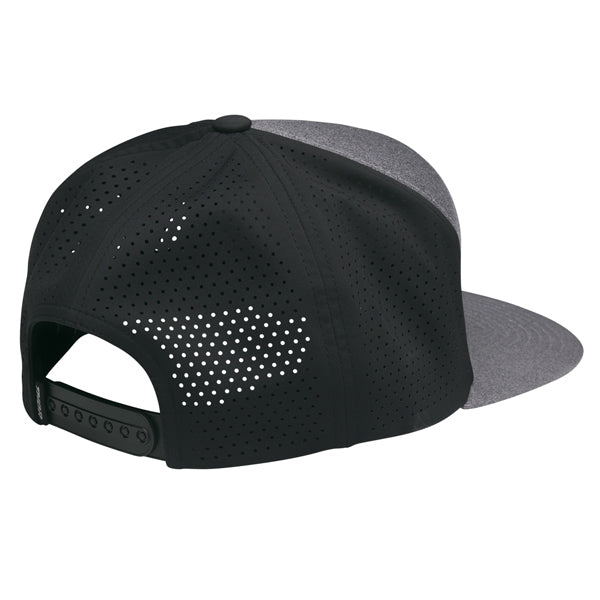 The Thor Badge Hat Sku 25014459 from the back showing mesh shell with plastic snap for size adjustment on a white background