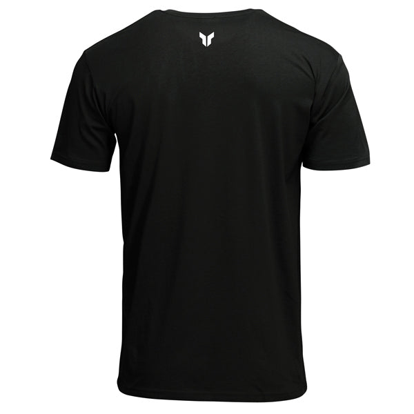 Back of Thor Brave Tee in Blue with logo below center of collar on white background, shirt Sku 303025072 Colors: Black, Petrol Blue Sizes: SM to 4X SKU:3030250
