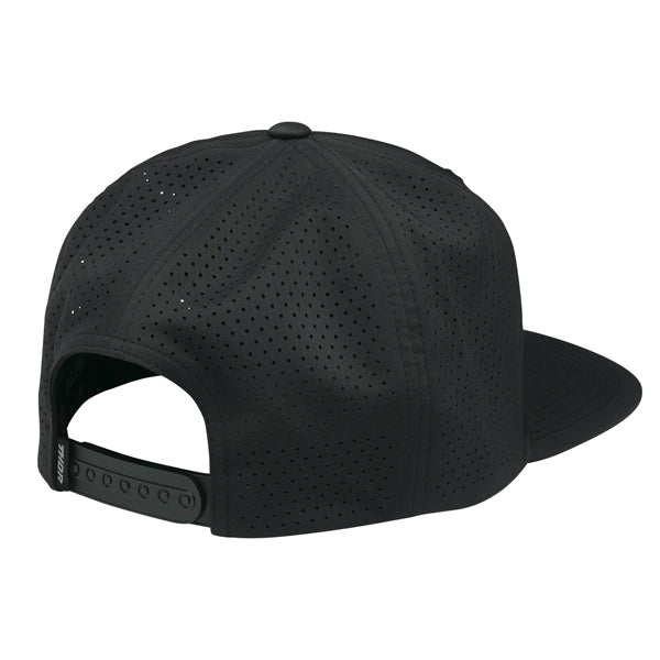 The Thor Stamp Hat Sku 25014292 from the back showing mesh shell with plastic snap for size adjustment on a white background