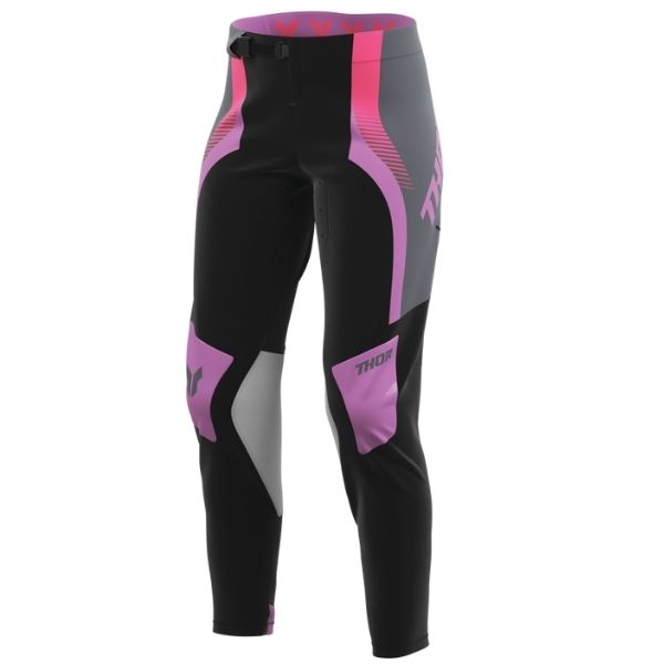 Thor Sportmode Velocity Pants (Womens) side view Colors: Black/Orchid SKU:290204 | Available at BTO Sports.