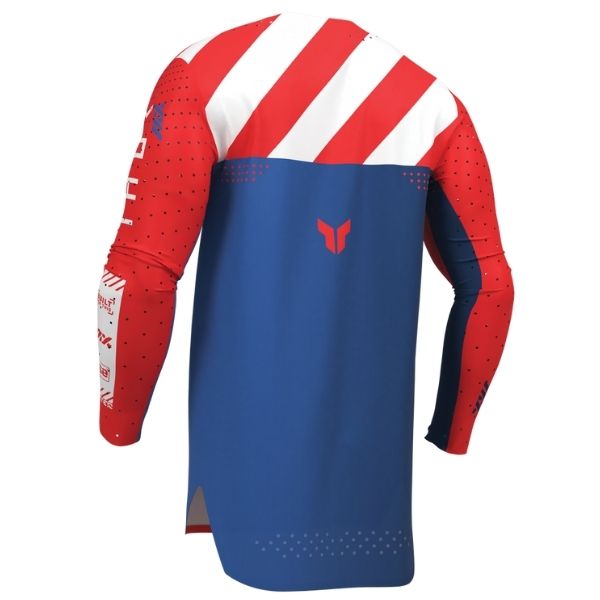 Back of Thor Sportmode Synth Jersey in Red with logo on center of the back Sku 2910838 on a white background | SKU: 29108383 | Available at BTO Sports