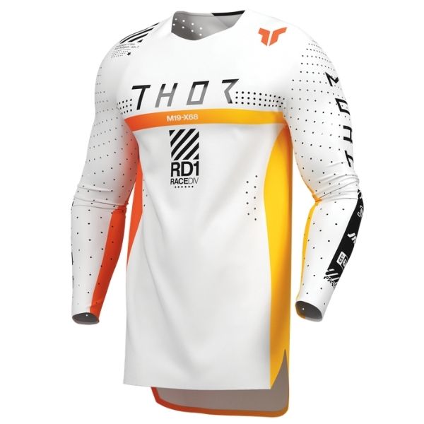 Front of Thor Sportmode Synth Jersey in White with Thor Graphic on center Sku 29108388 on a white background | SKU: 29108385 | Available at BTO Sports