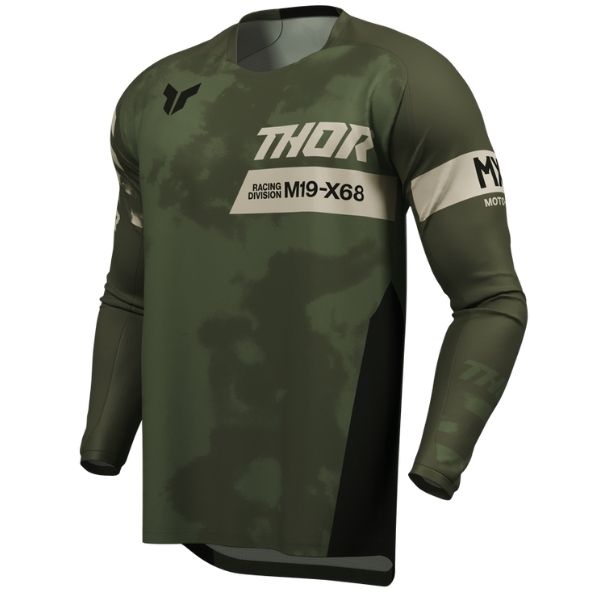 Front of Thor Launchmode Bleach Jersey in Black and Camo with Thor Graphic on center Sku 2910839 on a white background | SKU: 29108411 | Available at BTO Sports