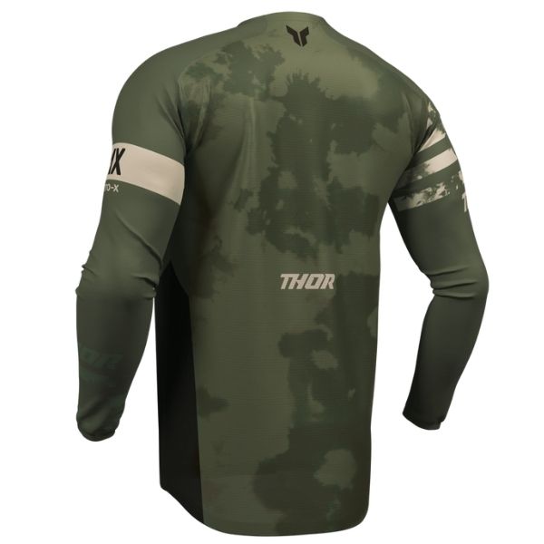 Back of Thor Launchmode Bleach Jersey in Black and Camo with logo on center of the back Sku 2910839 on a white background | SKU: 29108395 | Available at BTO Sports