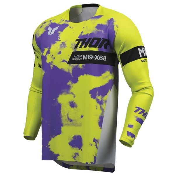 Front of Thor Launchmode Bleach Jersey in Grey and Acid with Thor Graphic on center Sku 2910840 on a white background | SKU: 29108397 | Available at BTO Sports