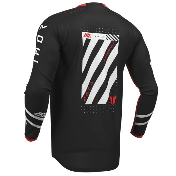 Back of Thor Launchmode Futura Jersey in Black and Red with logo on center of the back Sku 2910841 on a white background | SKU: 29108413 | Available at BTO Sports