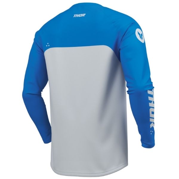 Back of Thor Ridemode Menace Jersey in Blue and White with logo on center of the back just below the collar Sku 29108699 on a white background | SKU: 29122676 | Available at BTO Sports